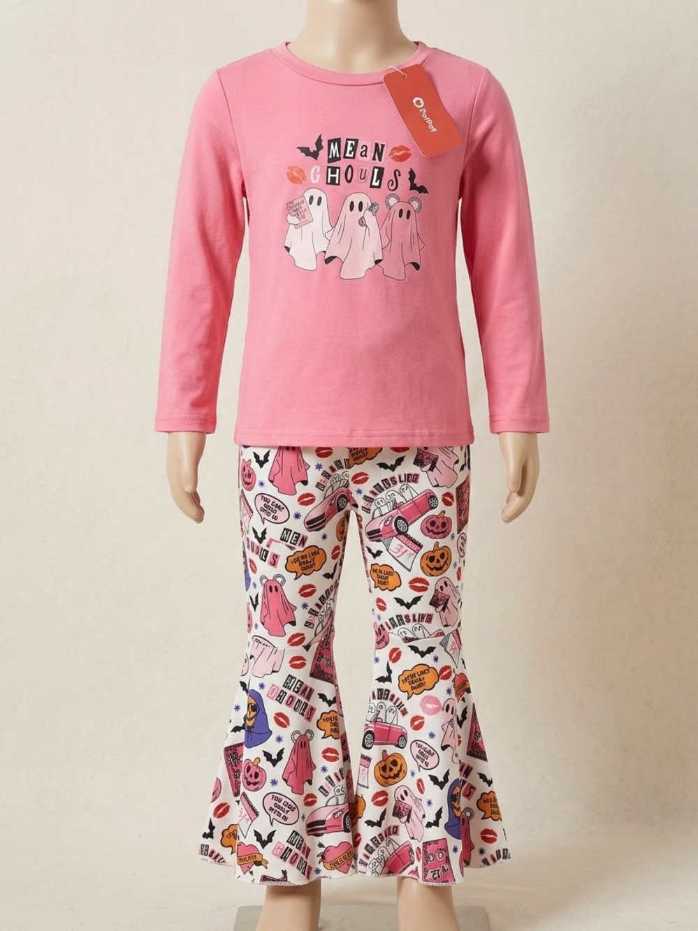 PatPat Pink 'Mean Ghouls' Kids Halloween Pajama Set